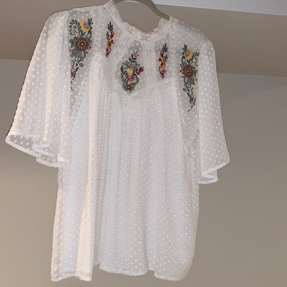 white long sleeve top